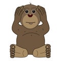 One of three wise monkeys. See no evil, hear no evil and speak no evil. A monkey covering his ears with both hands.ÃÂ  Royalty Free Stock Photo